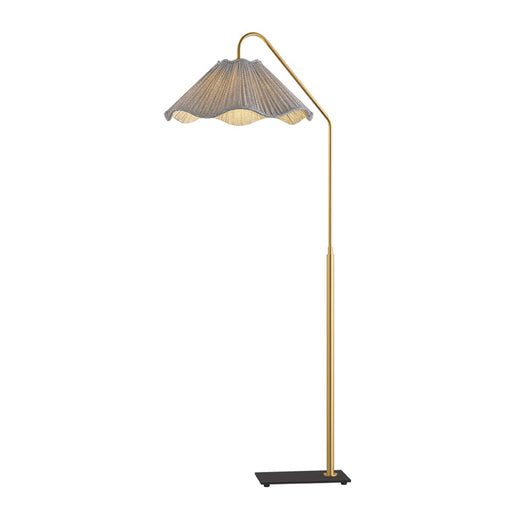Lauren Fabric Shade Floor Lamp in Aged Brass / Texture Black