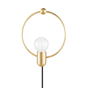 Darcy Plug-In Wall Sconce in Aged Brass