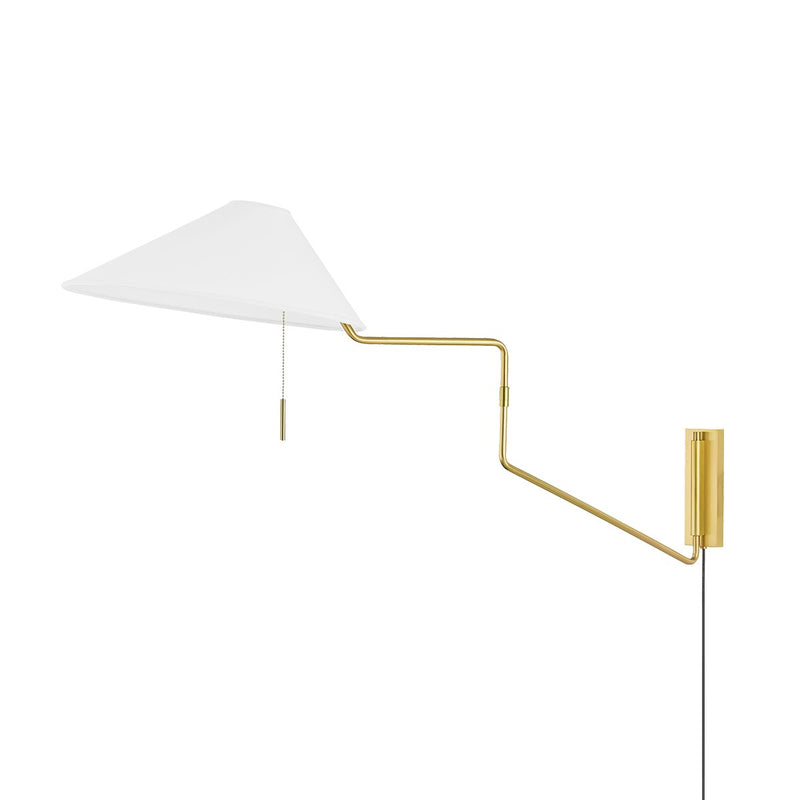 Aisa Plug-In Swing Arm Wall Lamp in Aged Brass