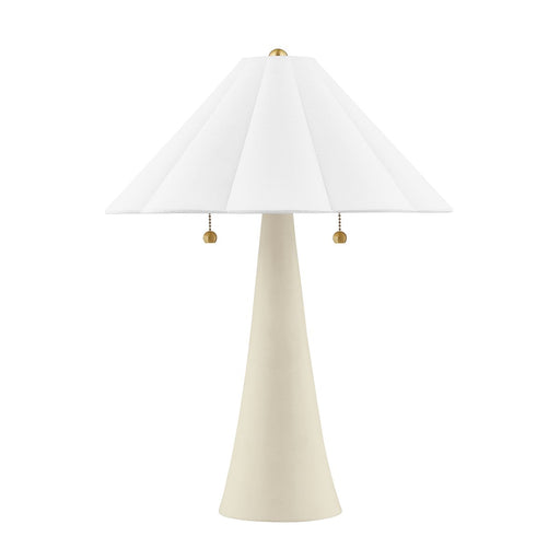 Alana 2-Light Table Lamp with Linen Shade in Aged Brass / Ceramic Antique Ivory