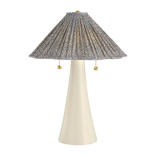 Alana 2-Light Table Lamp with Printed Cotton Shade in Aged Brass / Ceramic Antique Ivory