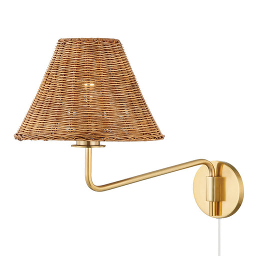 Issa Plug-In Swing Arm Wall Lamp in Aged Brass