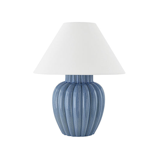 Clarendon Table Lamp in Aged Brass / Ceramic Soft Arctic Blue