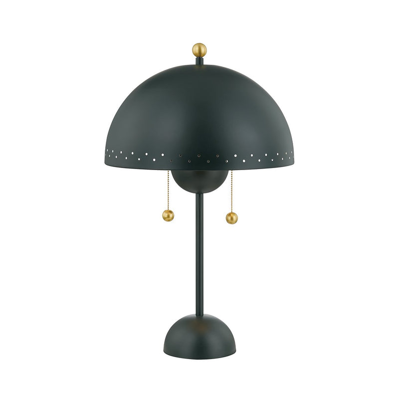 Jojo 2-Light Table Lamp in Aged Brass / Soft Studio Green