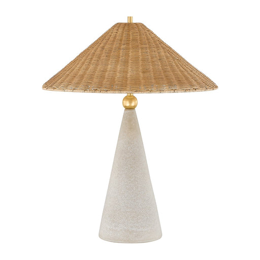 Perilla Table Lamp in Aged Brass / Ceramic Windswept White