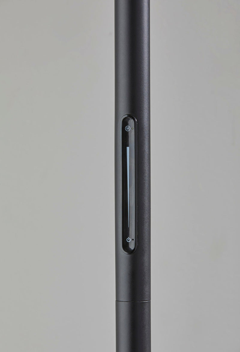 LED Task Floor Lamp with Metal Shade in Black/Walnut