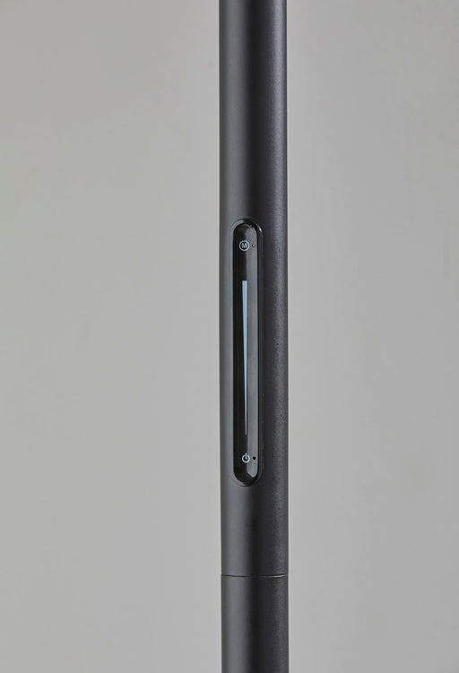 LED Task Floor Lamp with Metal Shade in Black/Walnut