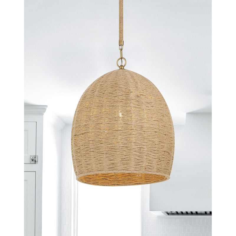Jace 1 Light 15" Pendant in Soft Gold in a room setting