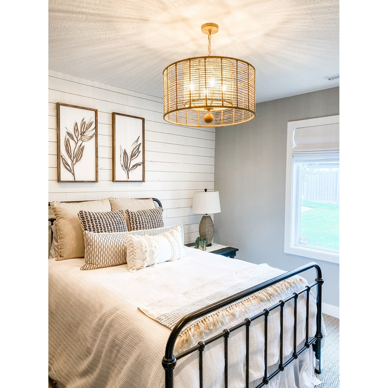 Jayna 4 Light 25" Chandelier in Burnished Silver in a room setting