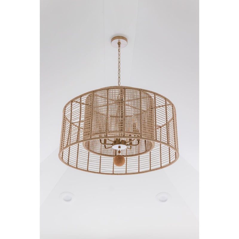 Jayna 8 Light 31.25" Pendant in Burnished Silver in a room setting