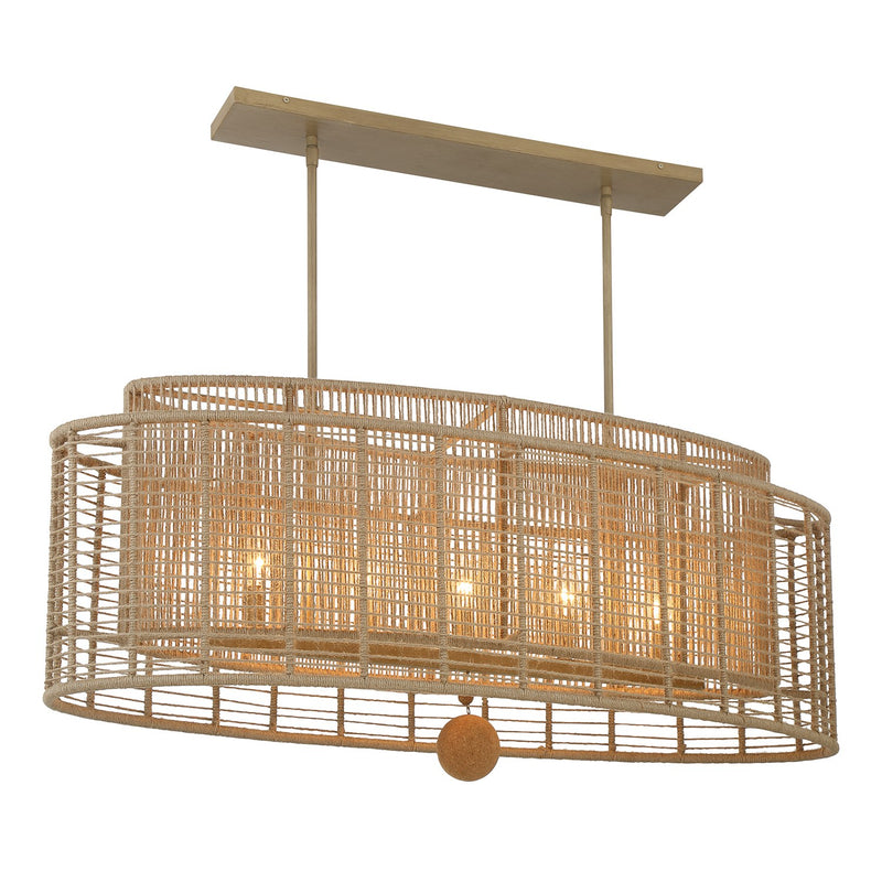 Jayna 5 Light 41.75" Linear Oval Pendant in Burnished Silver