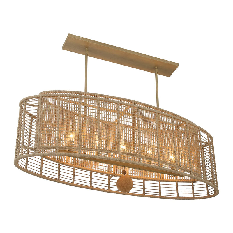 Jayna 5 Light 41.75" Linear Oval Pendant in Burnished Silver