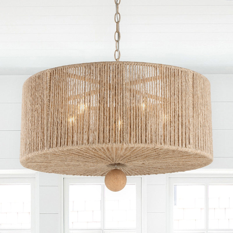 Jessa 5 Light 24" Pendant in Burnished Silver in a room setting