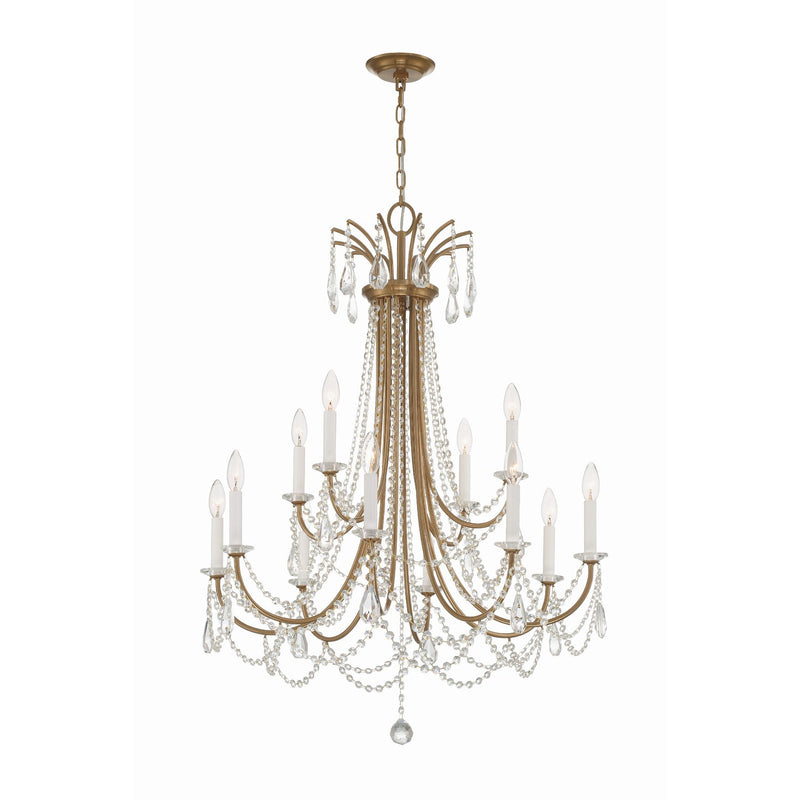 Karrington 12 Light 30" Chandelier in Aged Brass