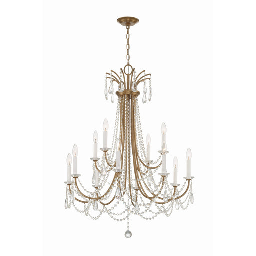 Karrington 12 Light 30" Chandelier in Aged Brass