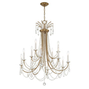 Karrington 12 Light 30" Chandelier in Aged Brass