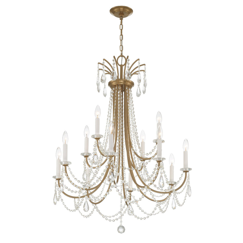 Karrington 12 Light 30" Chandelier in Aged Brass