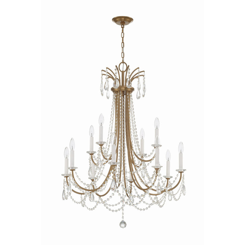 Karrington 12 Light 30" Chandelier in Aged Brass