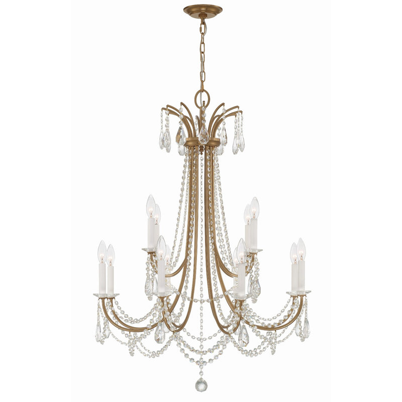 Karrington 12 Light 30" Chandelier in Aged Brass