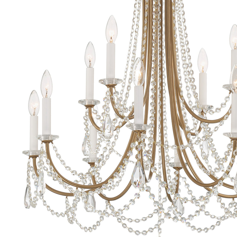 Karrington 12 Light 30" Chandelier in Aged Brass