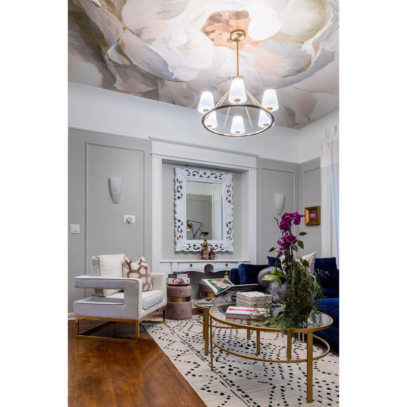 Keenan 6 Light 31.25" Chandelier in Vibrant Gold in a room setting