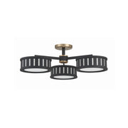 Kendal 6 Light 29.25" Semi Flush Mount in Vibrant Gold + Black Forged