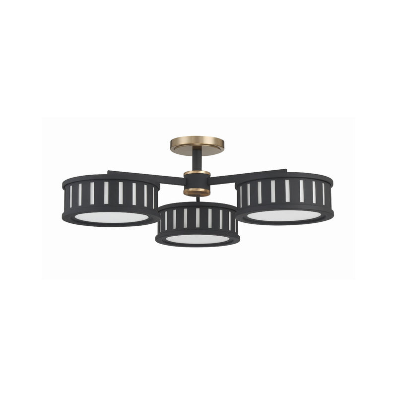 Kendal 6 Light 29.25" Semi Flush Mount in Vibrant Gold + Black Forged