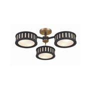 Kendal 6 Light 29.25" Semi Flush Mount in Vibrant Gold + Black Forged