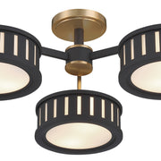 Kendal 6 Light 29.25" Semi Flush Mount in Vibrant Gold + Black Forged