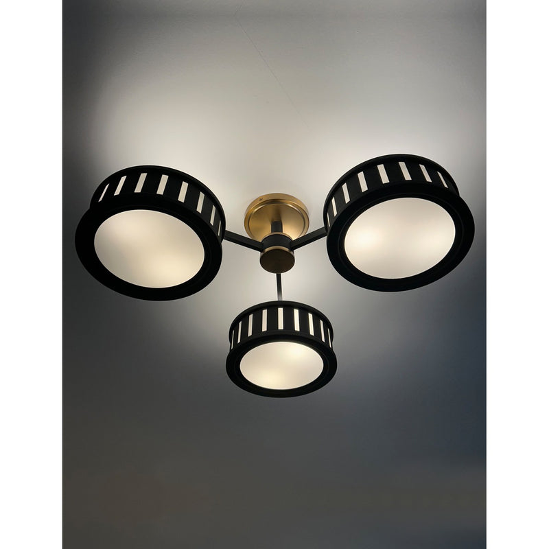 Kendal 6 Light 29.25" Semi Flush Mount in Vibrant Gold + Black Forged