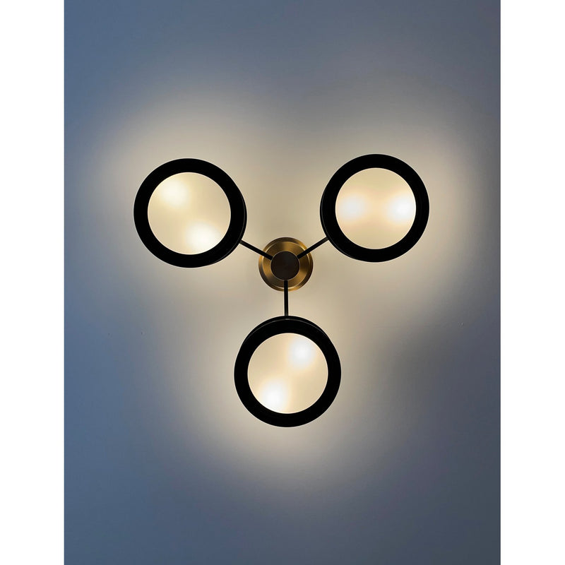 Kendal 6 Light 29.25" Semi Flush Mount in Vibrant Gold + Black Forged