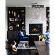 Kendal 6 Light 29.25" Semi Flush Mount in Vibrant Gold + Black Forged in a room setting