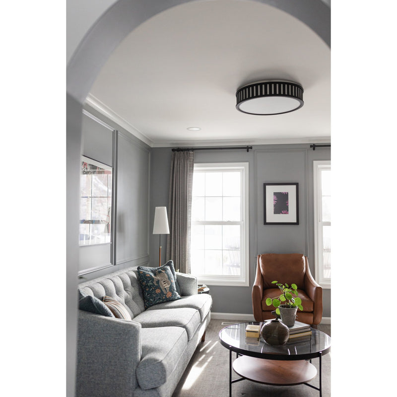 Kendal 4 Light 22.5" Flush Mount in Black Forged in a room setting