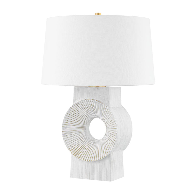 Milner Table Lamp in Aged Brass / Ceramic White Wash