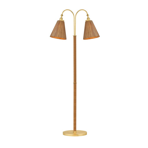 Ruthin 2-Light Floor Lamp in Aged Brass