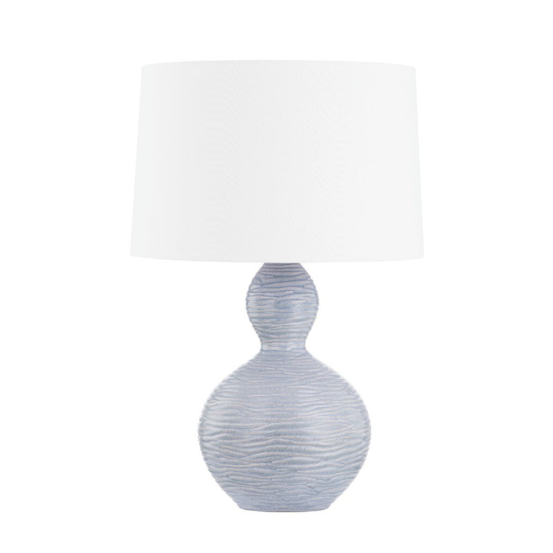 Cairns Table Lamp in Aged Brass / Ceramic Coastal Blue