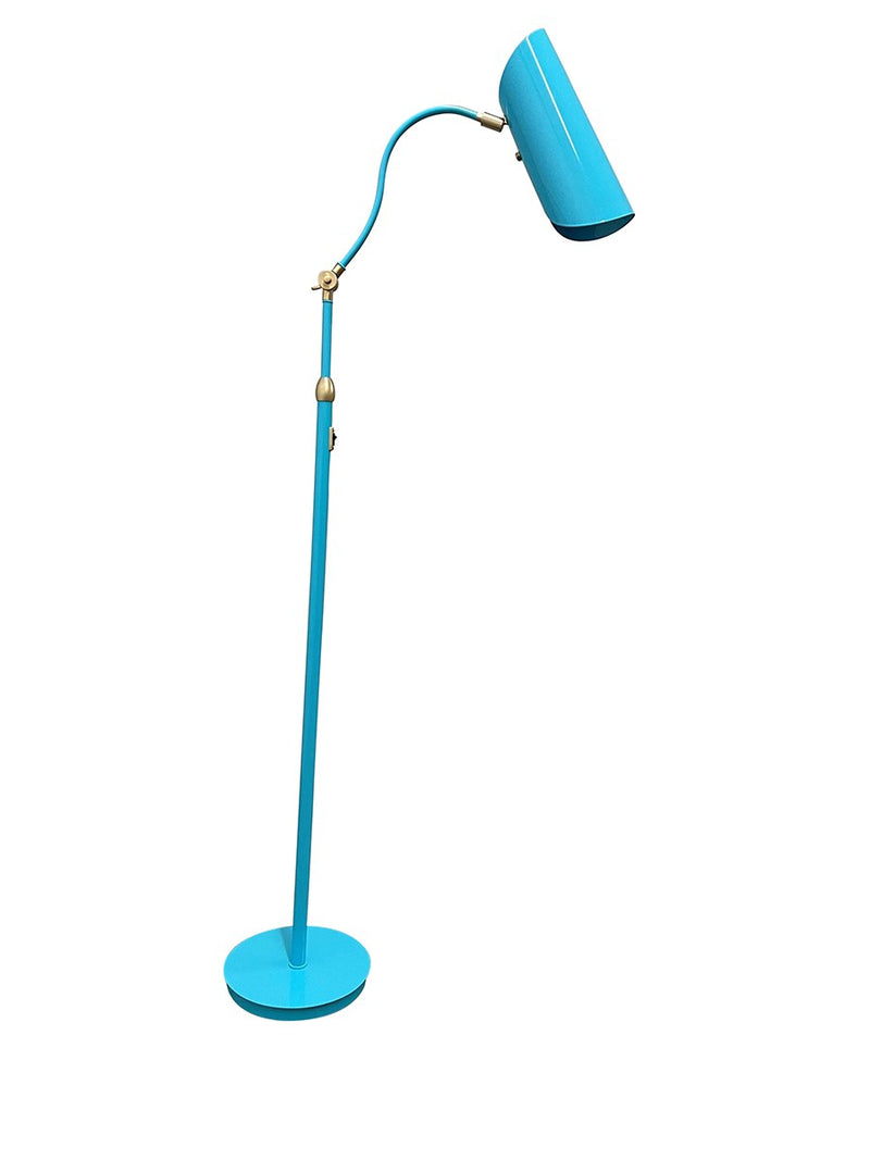 Logan Adjustable Floor Lamp in Azure/Satin Brass