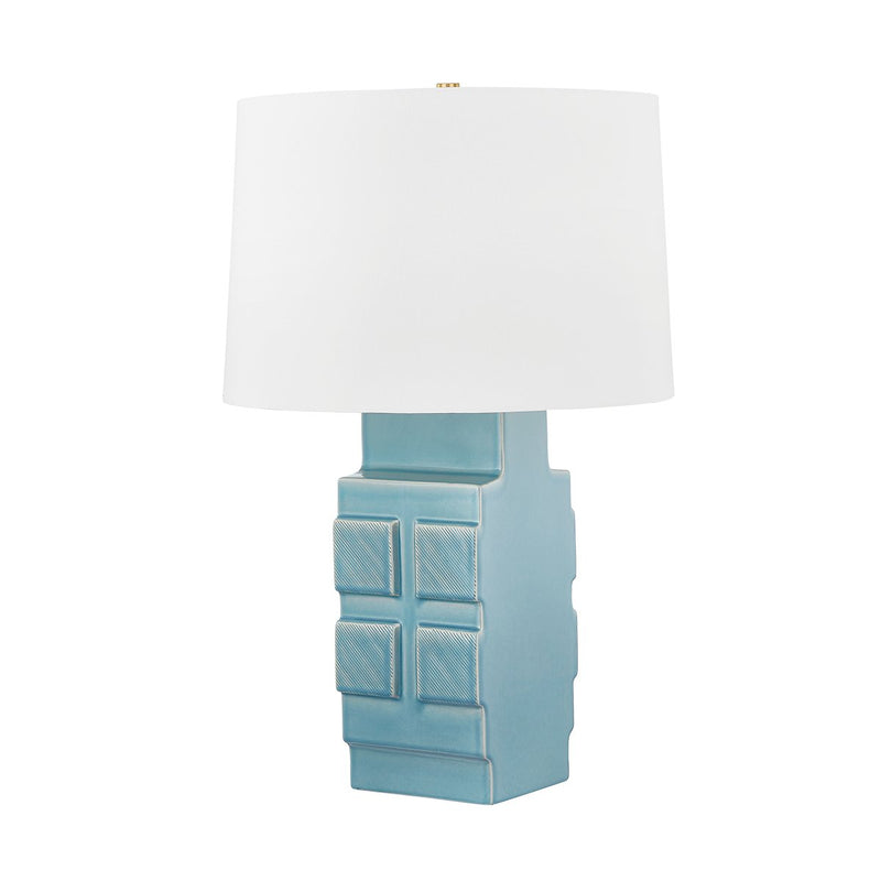 Sarai Table Lamp in Aged Brass / Ceramic Moonstone Granite