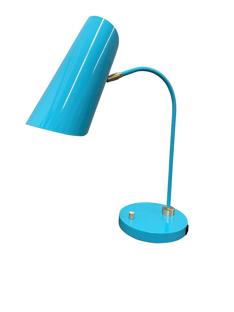 Logan Adjustable Table Lamp with USB Port in Azure/Satin Brass