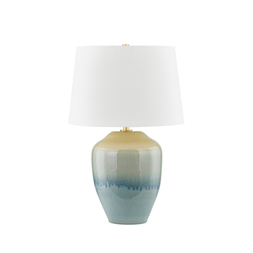 Montville Table Lamp in Aged Brass / Ceramic Crackle Emerald Tide
