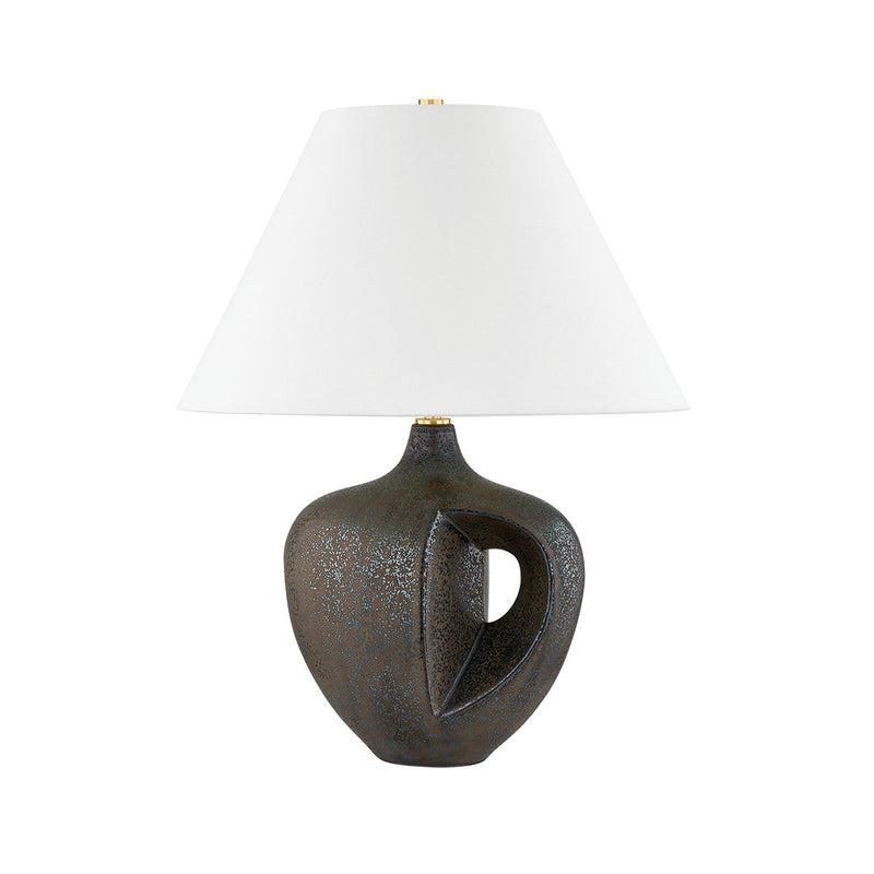 Avenel Table Lamp in Aged Brass / Ceramic Reactive Bronze