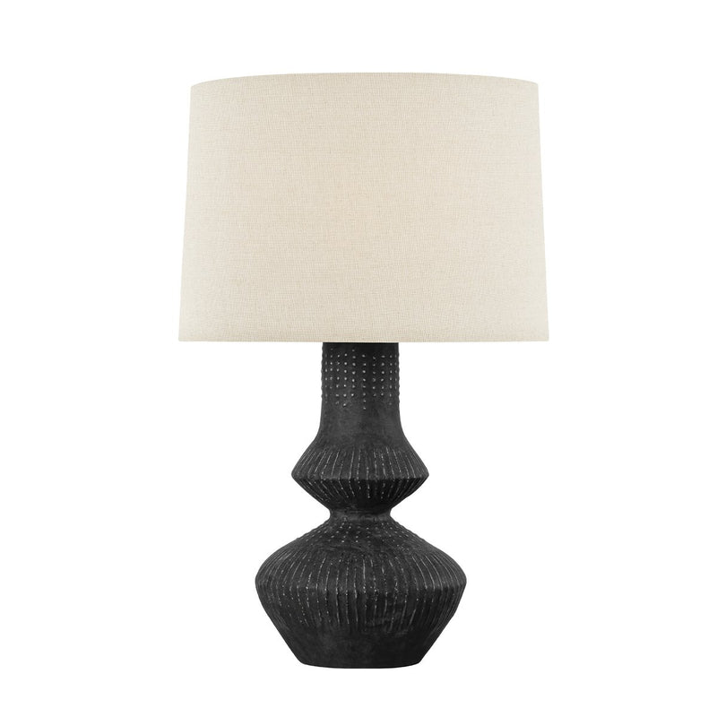 Ancram Table Lamp in Vintage Gold Leaf / Ceramic Totem Black