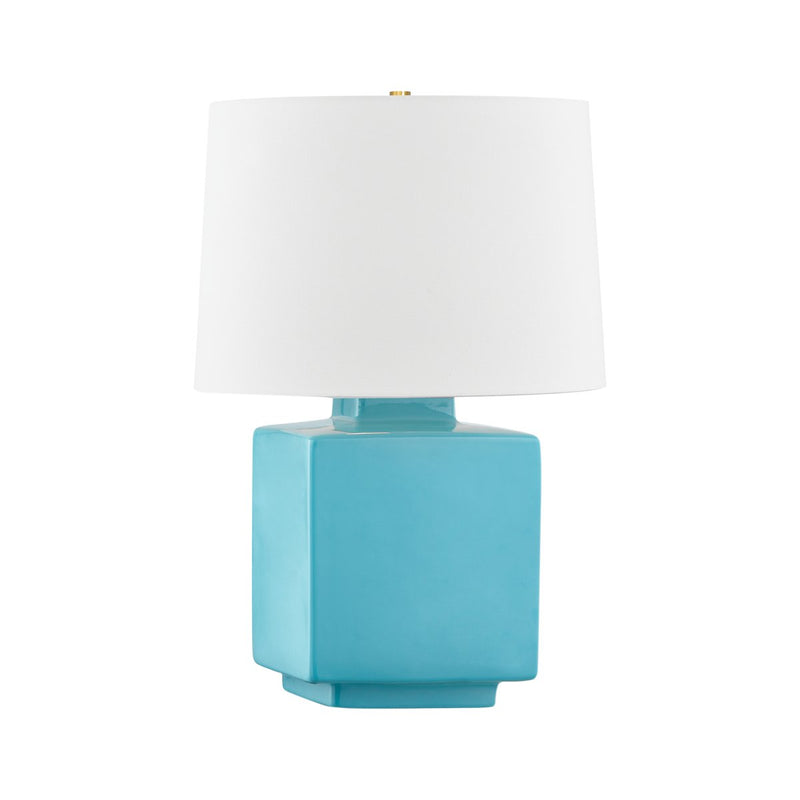 Hawley Table Lamp in Aged Brass / Ceramic Gloss Turquoise