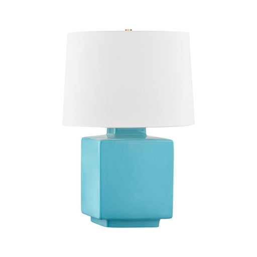 Hawley Table Lamp in Aged Brass / Ceramic Gloss Turquoise