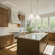 Layton 1 Light 15" Pendant in Luxe Gold in a room setting