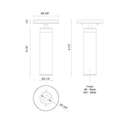 Lorna 9" Adjustable Semi-Flush Mount, 2" Diameter in White