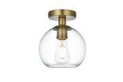 Baxter 8" Globe Flush Mount in Satin Gold And Clear