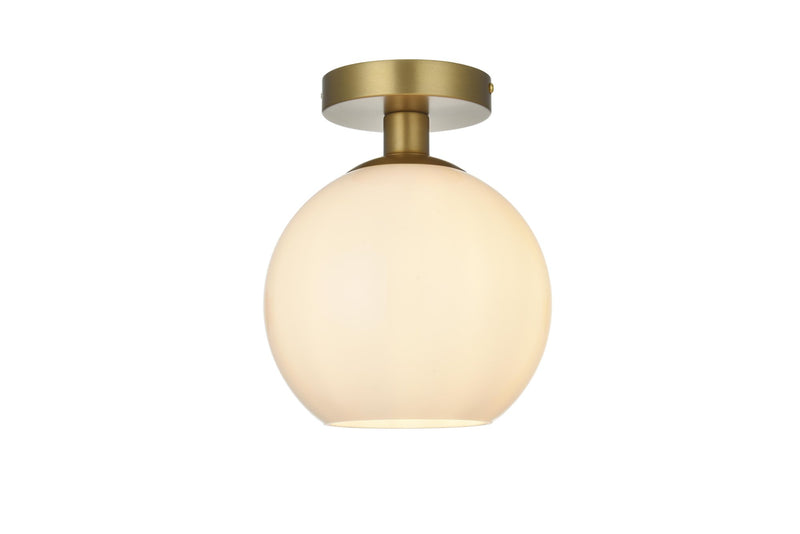 Baxter 8" Globe Flush Mount in Satin Gold And Frosted White