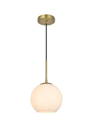 Baxter 8" Mini Pendant in Satin Gold And Frosted White