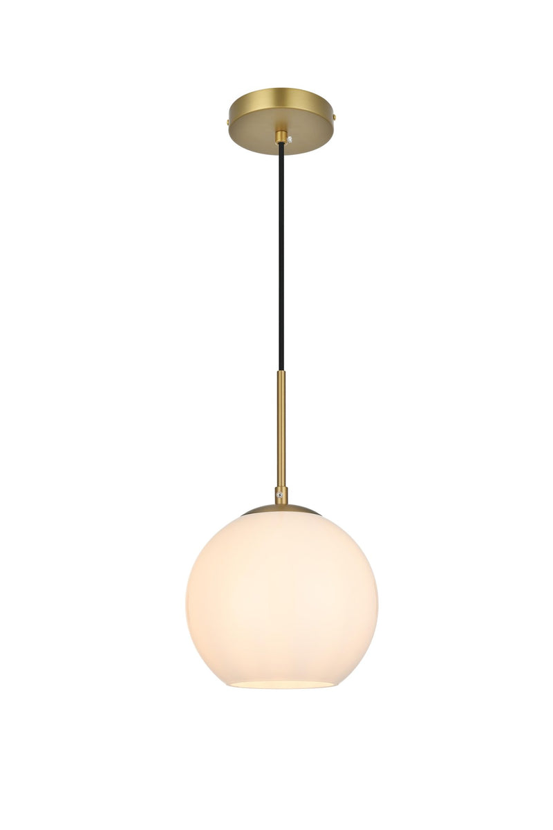 Baxter 8" Mini Pendant in Satin Gold And Frosted White